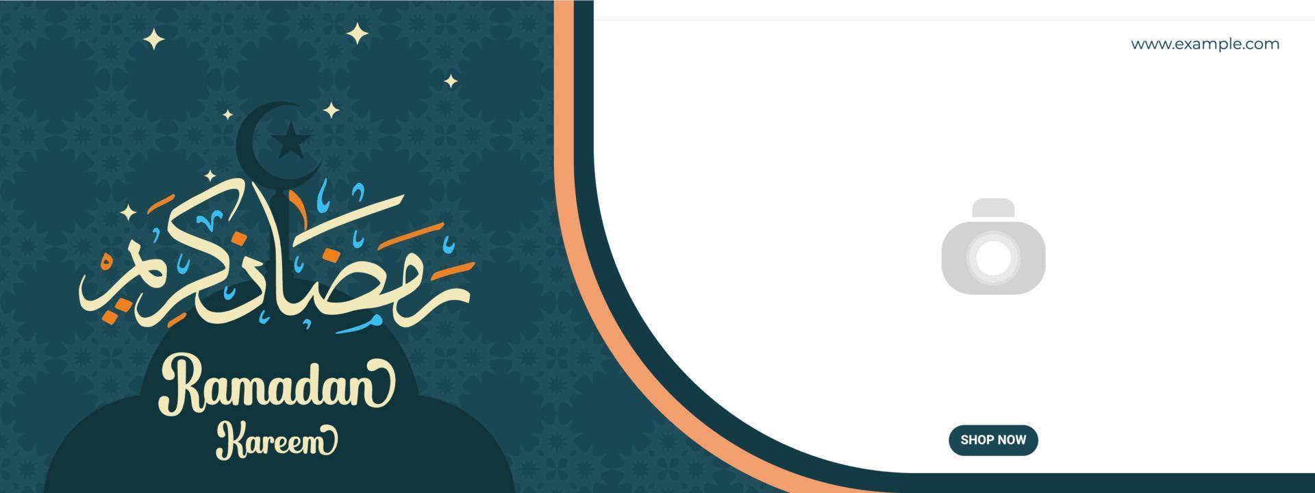 Ramadan kareem Banner Design im Kalligraphie Design. Hand gezeichnet Vektor zum islamisch Menschen im Ramadan Monat