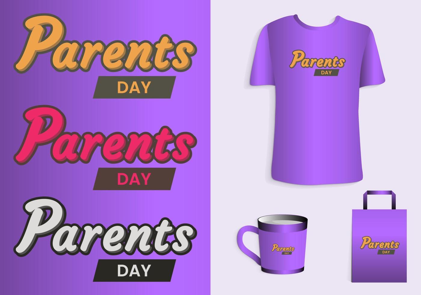 föräldrar dag. typografi affisch, t-shirt, mugg, toto väska, handelsvaror skriva ut design. vektor