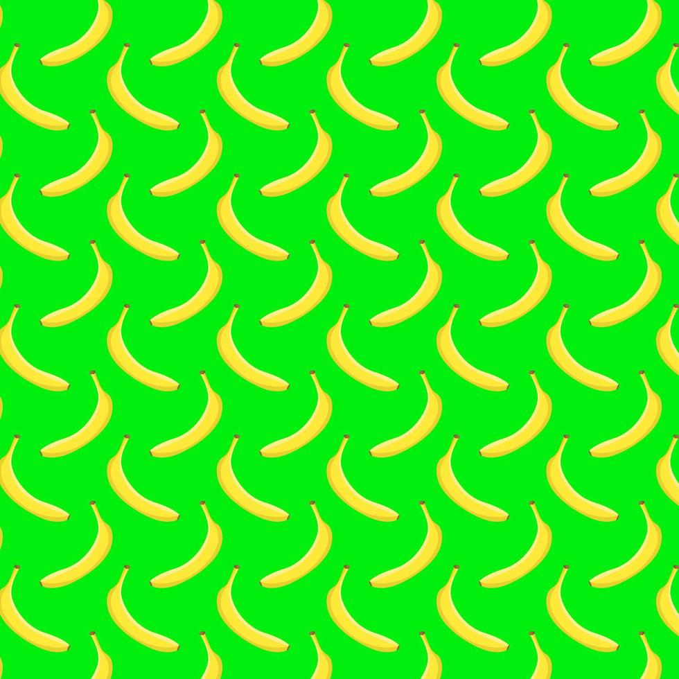 sömlös vektor mönster av gul bananer på en grön bakgrund. för omslag papper, gåva kort, affisch, baner design, Hem dekor, modern textil- skriva ut. vektor illustration