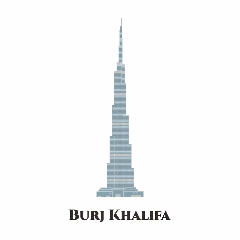 burj khalifa in dubai, vereinigte arabische emirate. Es ist ein wunderbarer Ort zu besuchen. Dubai Skyline Panorama. flache Vektorillustration des modernen Gebäude-Stadtbild-Geschäftsreise- und Tourismuskonzepts vektor