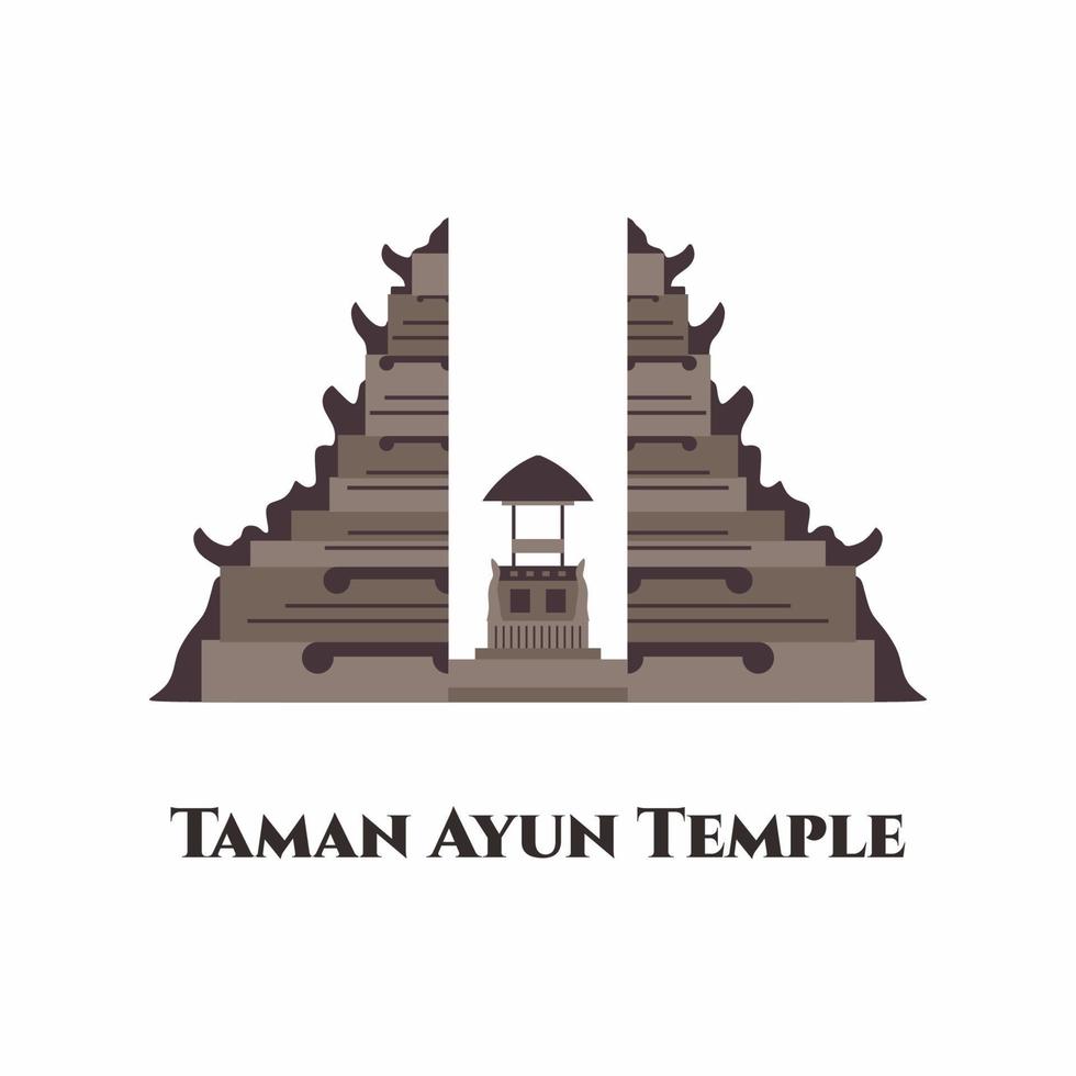 pura taman ayun tempel i Bali, Indonesien. ett av de berömda balinesiska templen som ligger nära denpasar. du måste besöka templet, det är verkligen värt det. resor och turistsemester. platt vektor