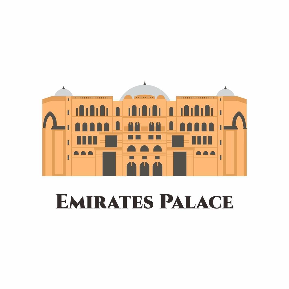 Emirates Palace in Abu Dhabi, vereinigte arabische Emirate. Es ist das perfekte Reiseziel mit einem unberührten Privatstrand und einem Yachthafen. eines der teuersten Hotels. flache Illustration des Vektors vektor