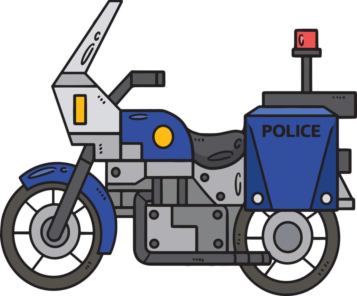 Polizei Motorrad Karikatur farbig Clip Art vektor