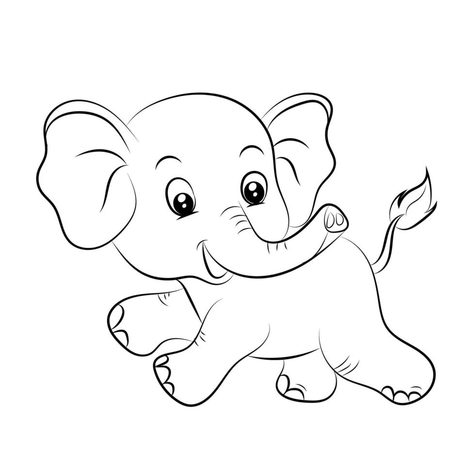 Elefant Färbung Seite zum Kinder Hand gezeichnet Elefant Gliederung Illustration vektor