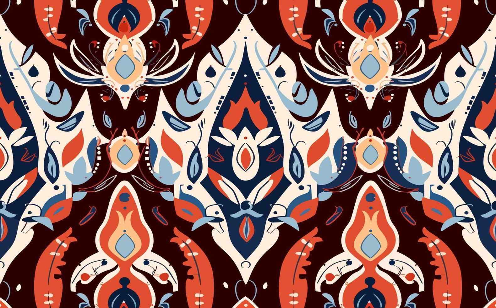 ethnisch abstrakt Ikat Muster. nahtlos Muster im Stammes-, Volk Stickerei, Mexikaner Stil. aztekisch geometrisch Kunst Ornament Druckdesign zum Teppich, Hintergrund, Kleidung, Verpackung, Stoff, Abdeckung, Textil- vektor