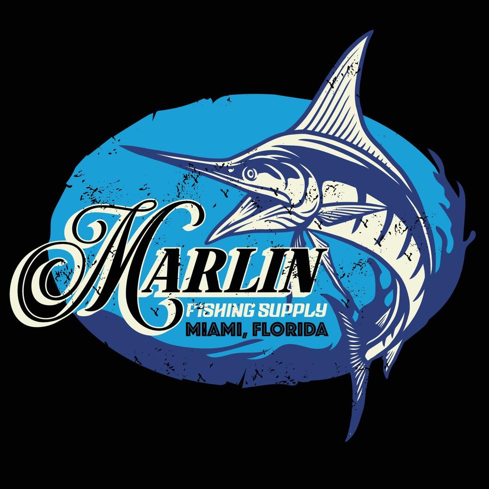 Jahrgang Hemd Design von Marlin Fisch mit Grunge Textur vektor