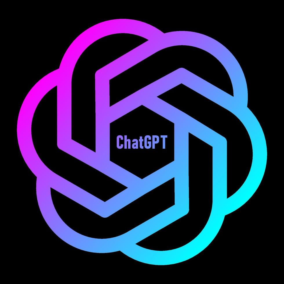 chatgpt begrepp. artificiell intelligens chatbot neon logotyp på svart bakgrund vektor