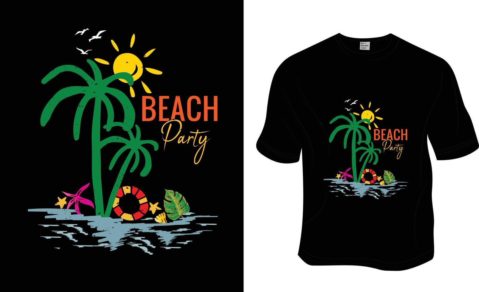 Strand Party, Sommer, Strand T-Shirt design.fertig zu drucken zum Kleidung, Poster, und Illustration. modern, einfach, Beschriftung. vektor