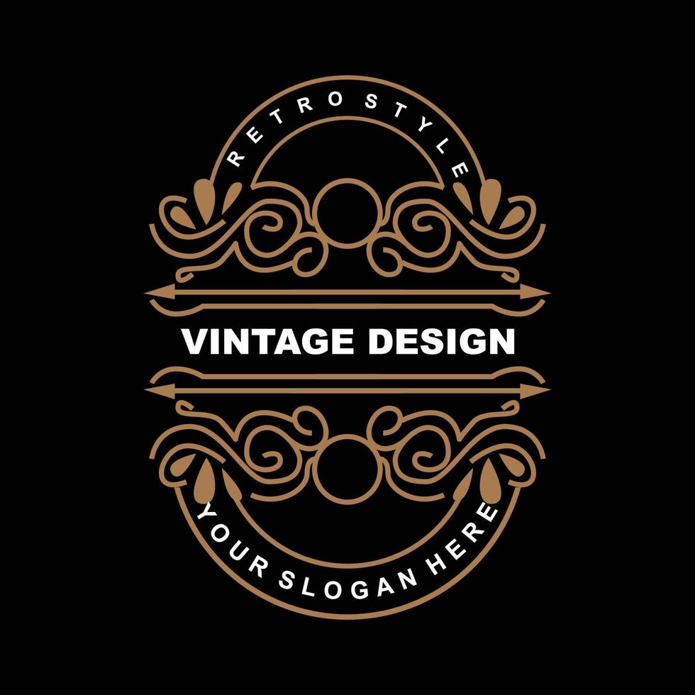 Retro-Vintage-Design, luxuriöses minimalistisches Vektor-Ornament-Logo, mit Mandala- und Batik-Stil, Produktmarkenillustration, Einladung, Banner, Mode vektor