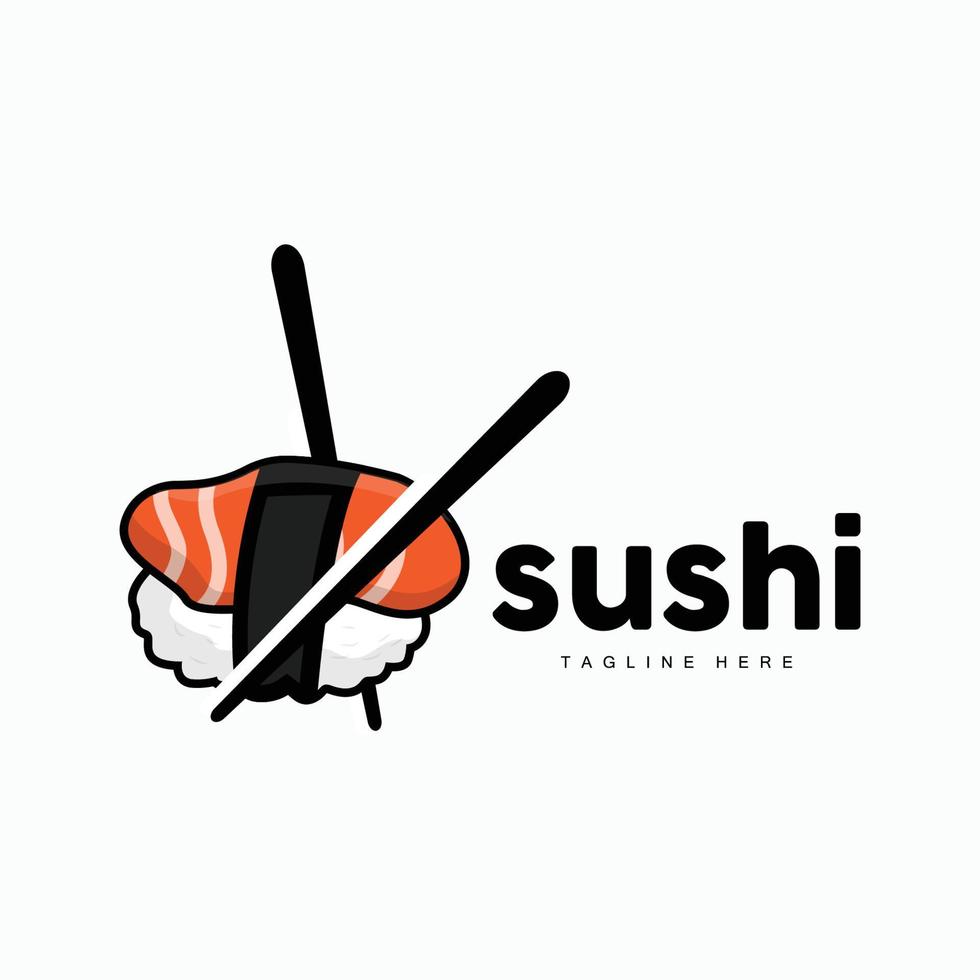 sushi logotyp, japansk snabb mat design, vektor ikon mall symbol