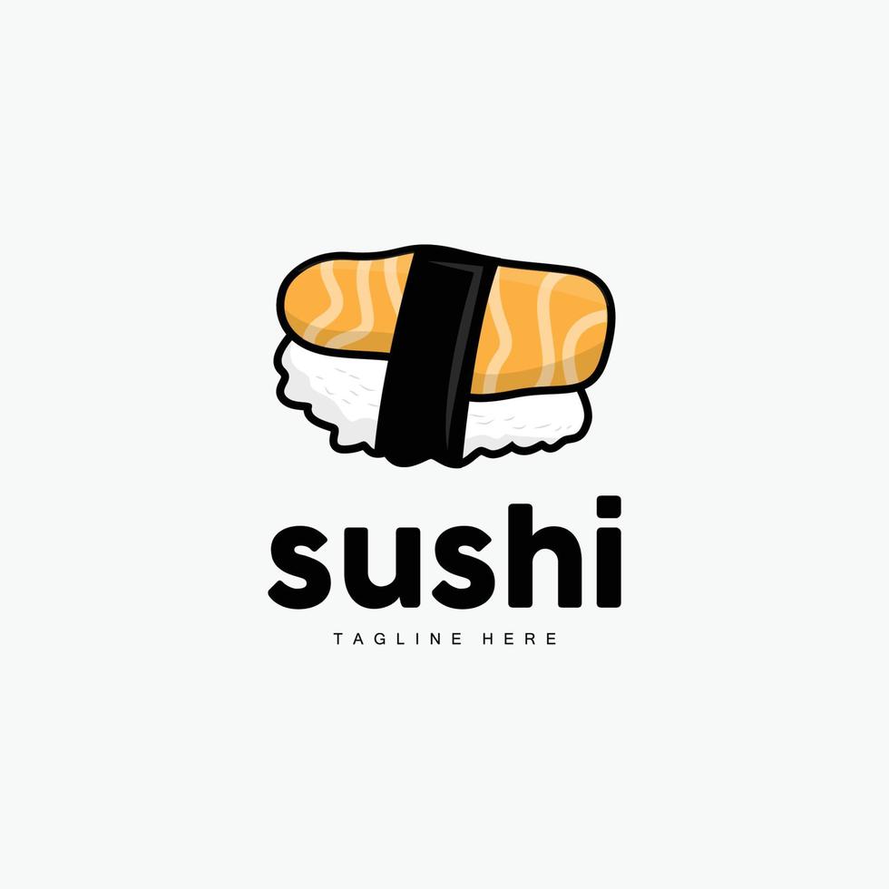 sushi logotyp, japansk snabb mat design, vektor ikon mall symbol