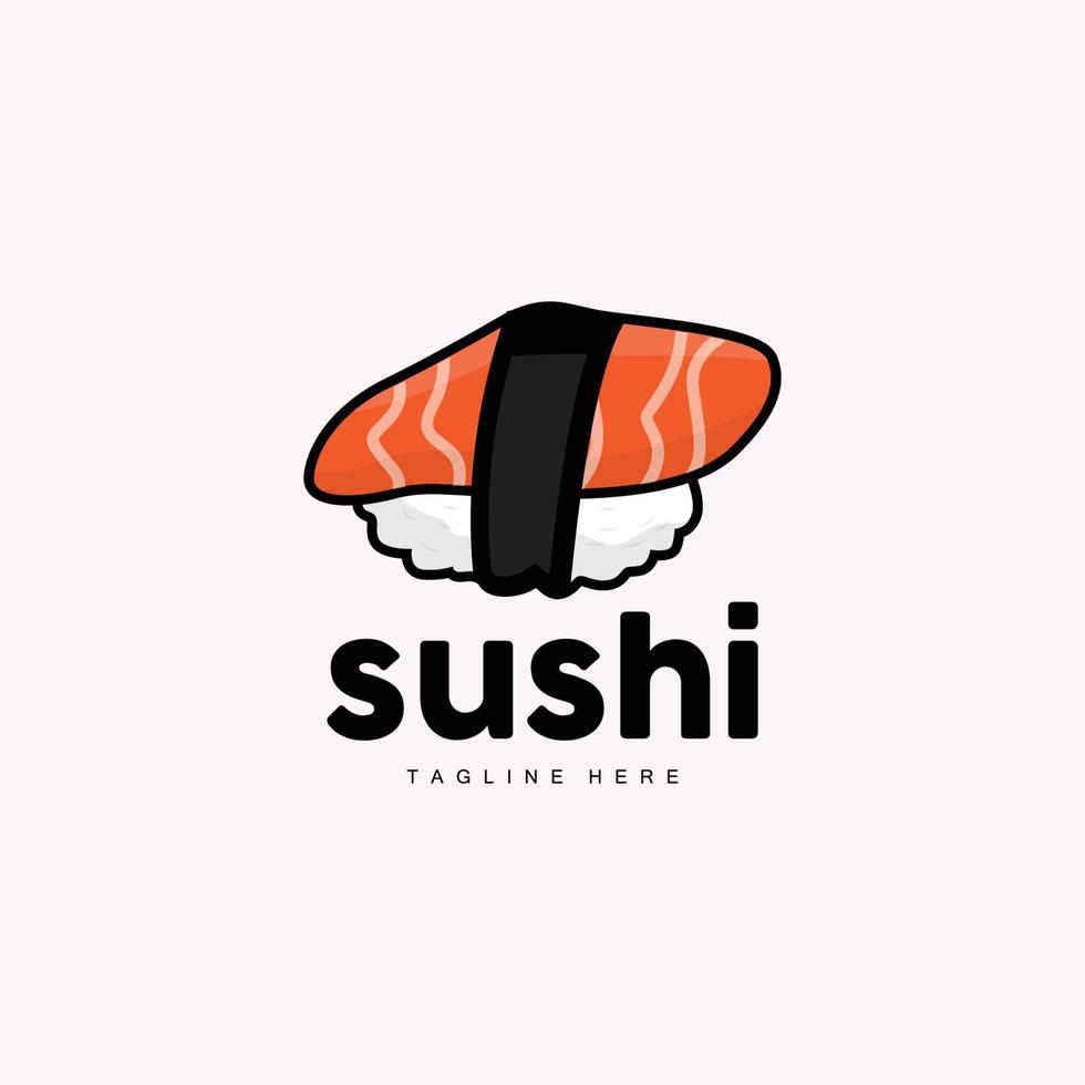 sushi logotyp, japansk snabb mat design, vektor ikon mall symbol