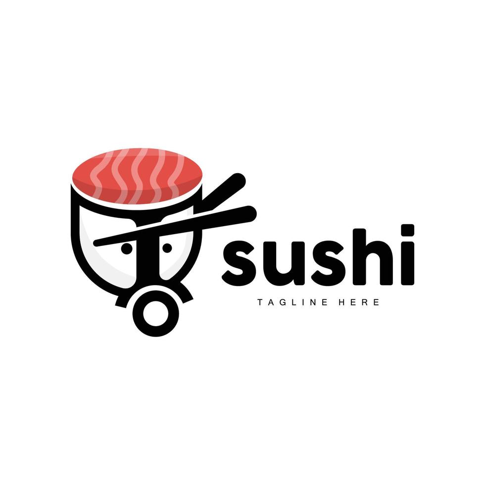 sushi logotyp, japansk snabb mat design, vektor ikon mall symbol