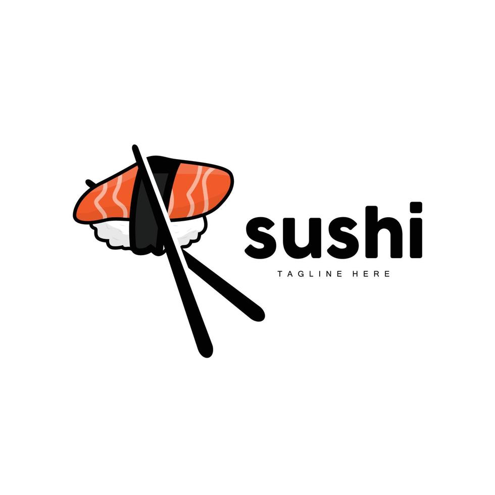 sushi logotyp, japansk snabb mat design, vektor ikon mall symbol