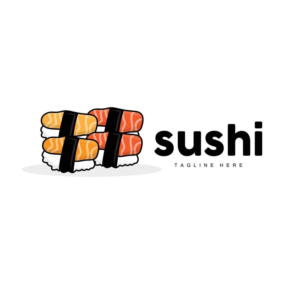 sushi logotyp, japansk snabb mat design, vektor ikon mall symbol