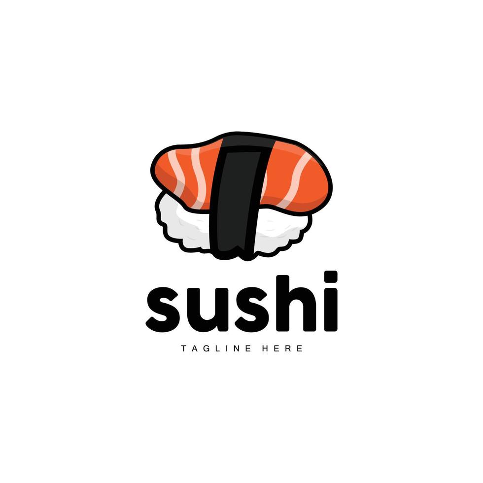 sushi logotyp, japansk snabb mat design, vektor ikon mall symbol