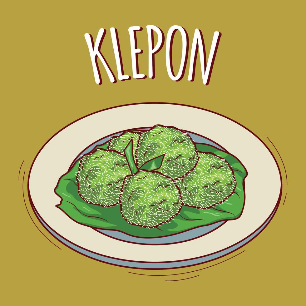 klepon Illustration indonesisch Essen mit Karikatur Stil vektor