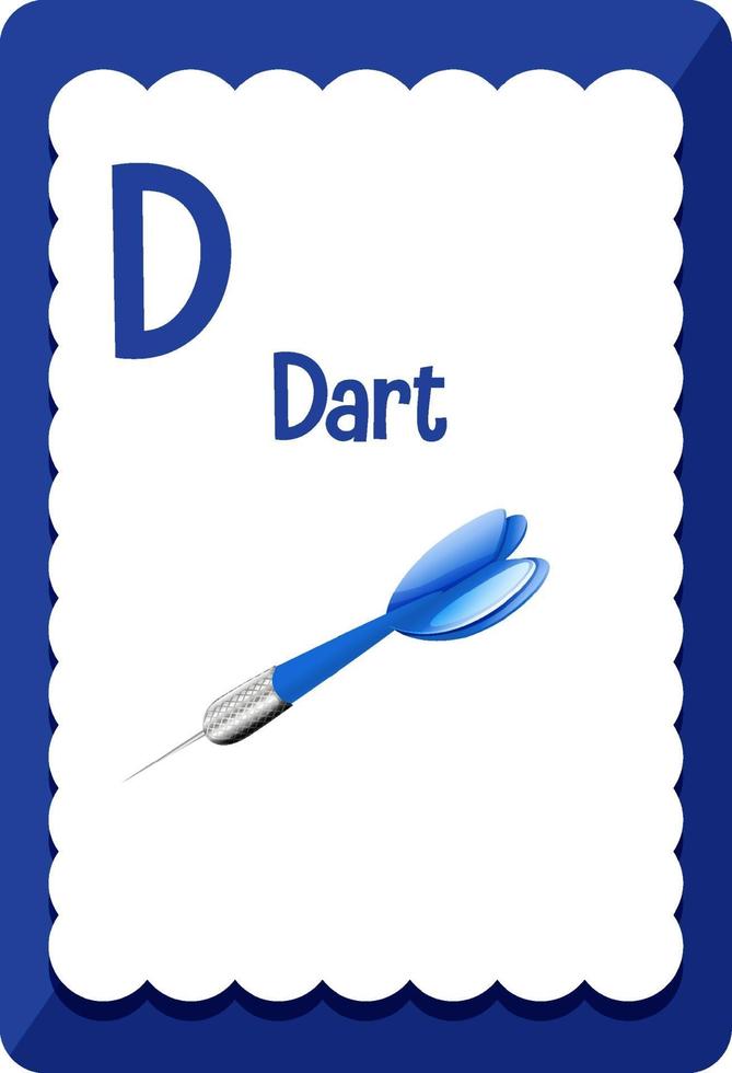 alfabetet flashcard med bokstaven d för dart vektor