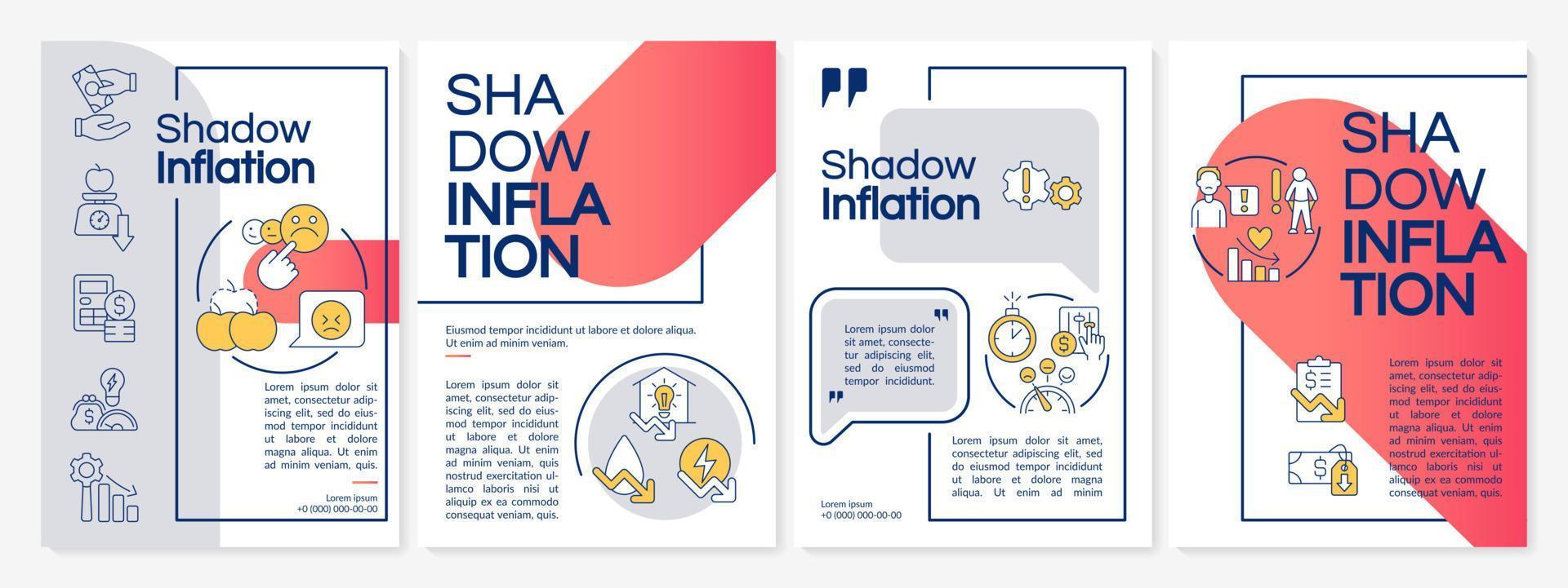 Schatten Inflation Gelb grau und rot Vorlage. Produkt Qualität. Flugblatt Design mit linear Symbole. editierbar 4 Vektor Layouts zum Präsentation, jährlich Berichte