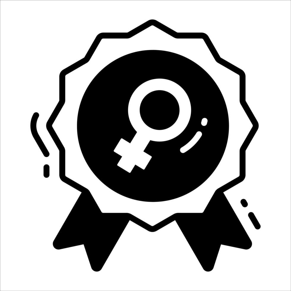 bricka med kvinna symbol vektor design av feminism bricka