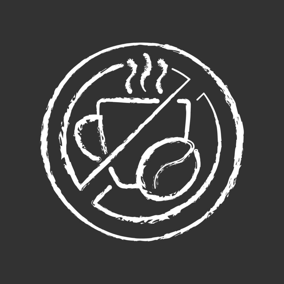 ingen koffeinkrita vit ikon på svart bakgrund vektor