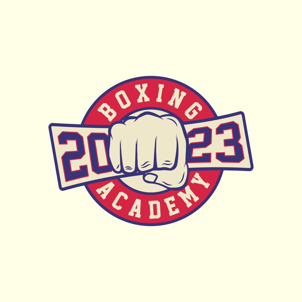 Boxen Akademie Abzeichen Logo Design. Boxen Jahrgang retro Abzeichen Illustration vektor