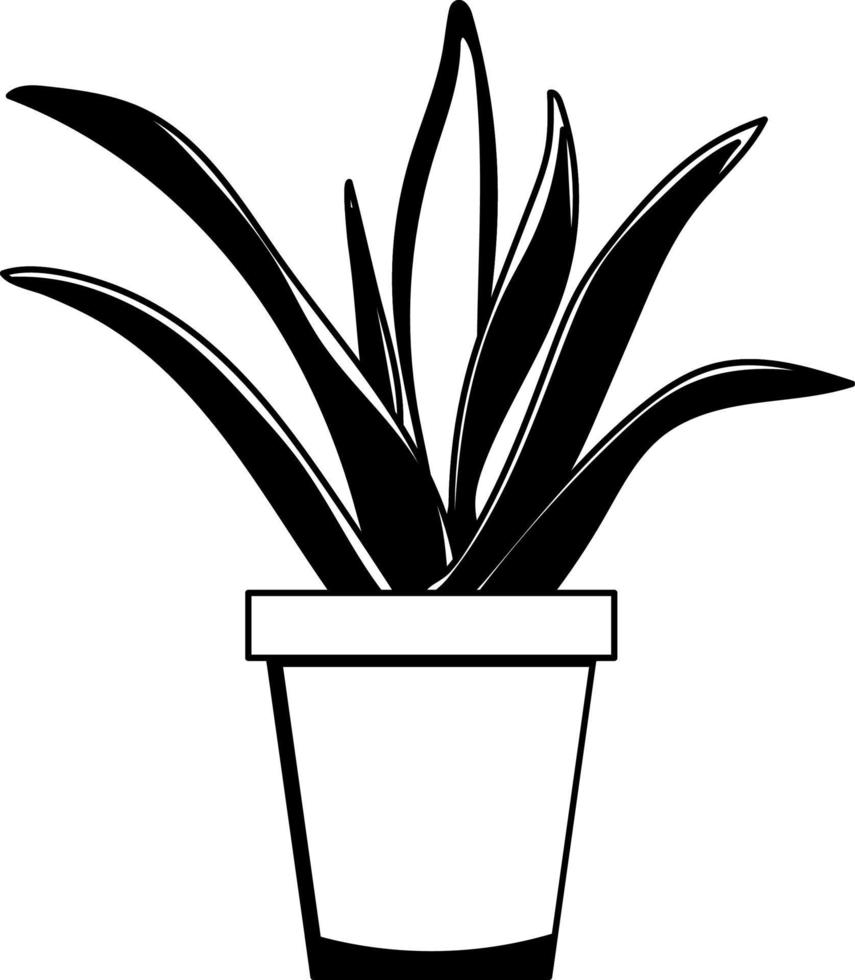 eingetopft Zimmerpflanze Sansevieria saftig lineart Stil isoliert auf Weiß Hintergrund vektor