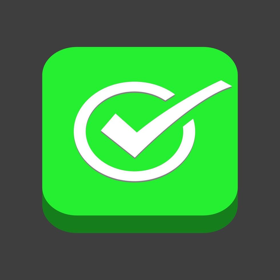 Häkchen, Häkchen, Ja, Abstimmungssymbol, Farbe grünes Modell 3d vektor