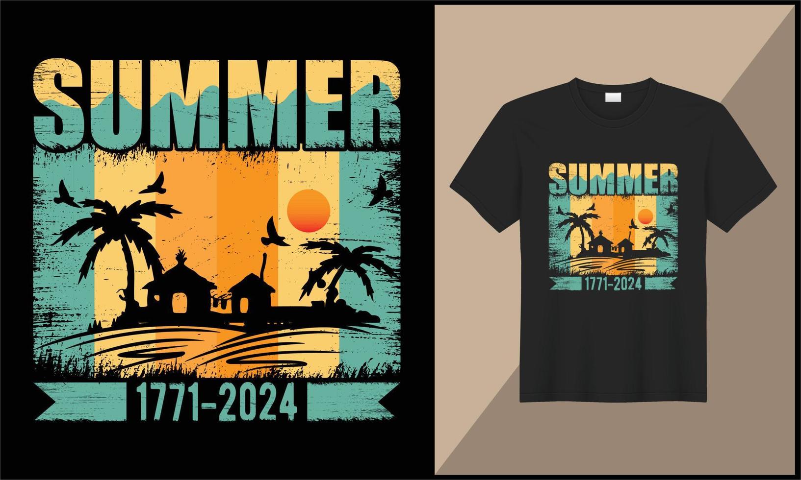 Sommer- 1771-2024 Illustration retro Dorf t Hemd Design vektor