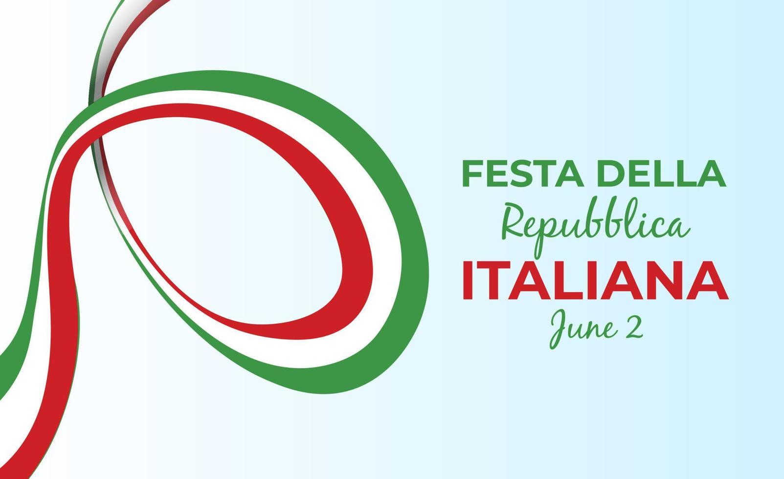 Italienisch Republik Tag, 2 .. Juni, festa della repubblica Italienisch, gebogen winken Band im Farben von das Italienisch National Flagge. Feier Hintergrund vektor