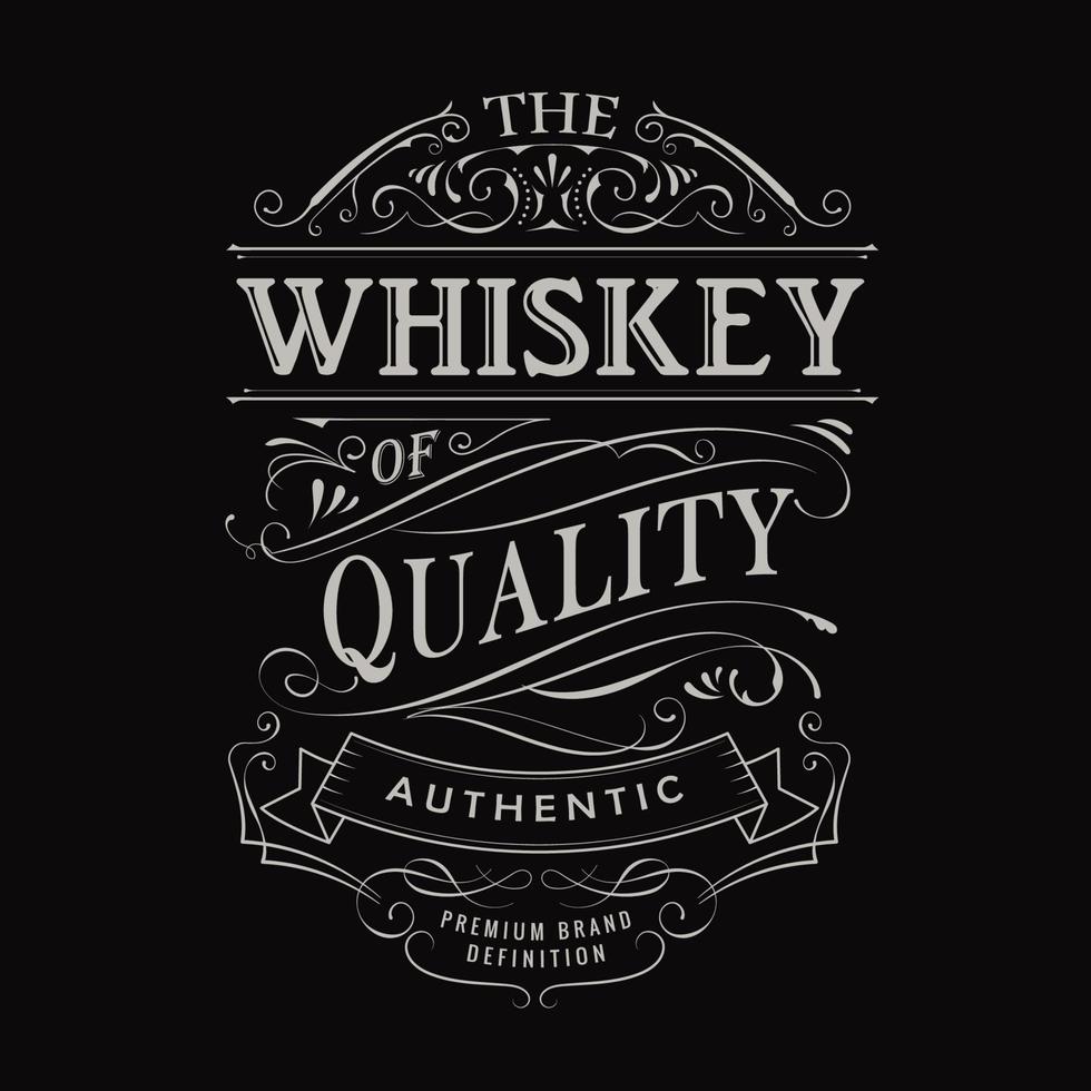 Whiskey Etikette Hand gezeichnet Jahrgang Typografie Tafel Rand Vektor