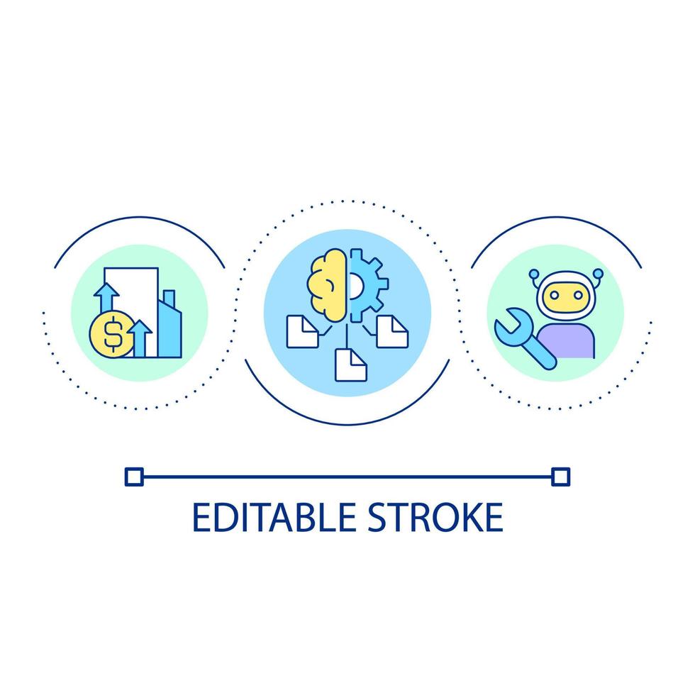 ai för företag Framgång slinga begrepp ikon. robotisering i finansiell planera. utveckling abstrakt aning tunn linje illustration. isolerat översikt teckning. redigerbar stroke vektor
