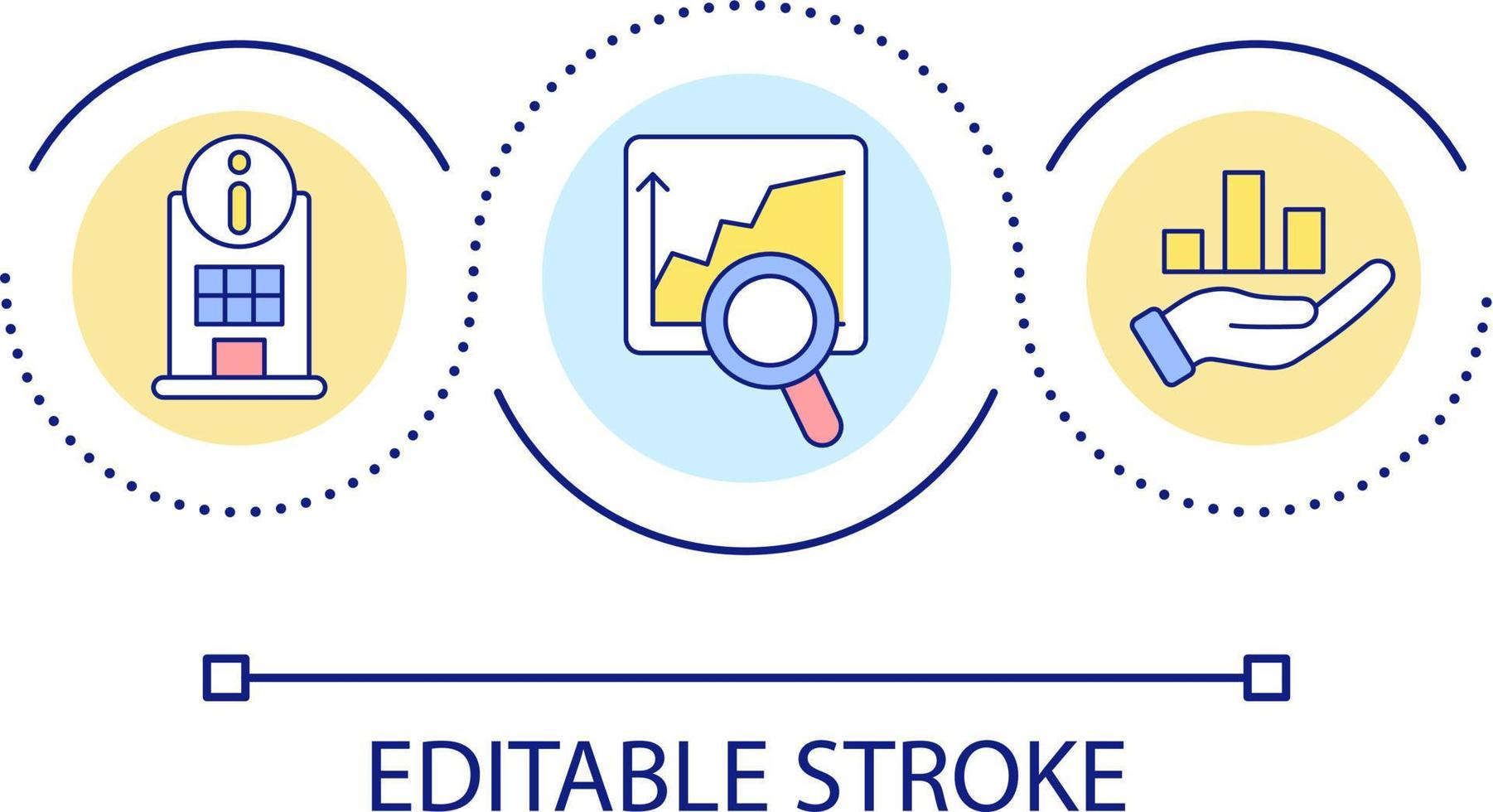 machen Forschung Schleife Konzept Symbol. Geschäft Ermittlung und Auswertung. Daten Analytik abstrakt Idee dünn Linie Illustration. isoliert Gliederung Zeichnung. editierbar Schlaganfall vektor