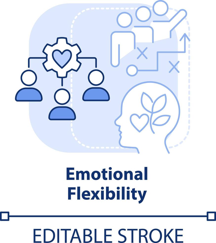 emotional Flexibilität Licht Blau Konzept Symbol. Reaktion zu betonen. Führer Flexibilität abstrakt Idee dünn Linie Illustration. isoliert Gliederung Zeichnung. editierbar Schlaganfall vektor