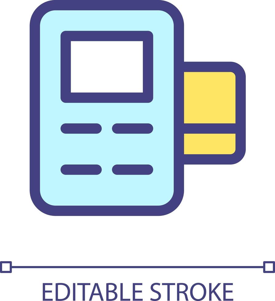 kort betalning terminal pixel perfekt rgb Färg ui ikon. fakturering alternativ. enkel fylld linje element. gui, ux design för mobil app. vektor isolerat piktogram. redigerbar stroke