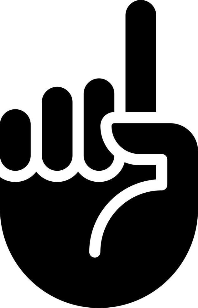 Beachtung Zeichen schwarz Glyphe Symbol. angehoben oben Index Finger. informativ Hand Geste. Warnung Signal. Körper Sprache. Silhouette Symbol auf Weiß Raum. solide Piktogramm. Vektor isoliert Illustration