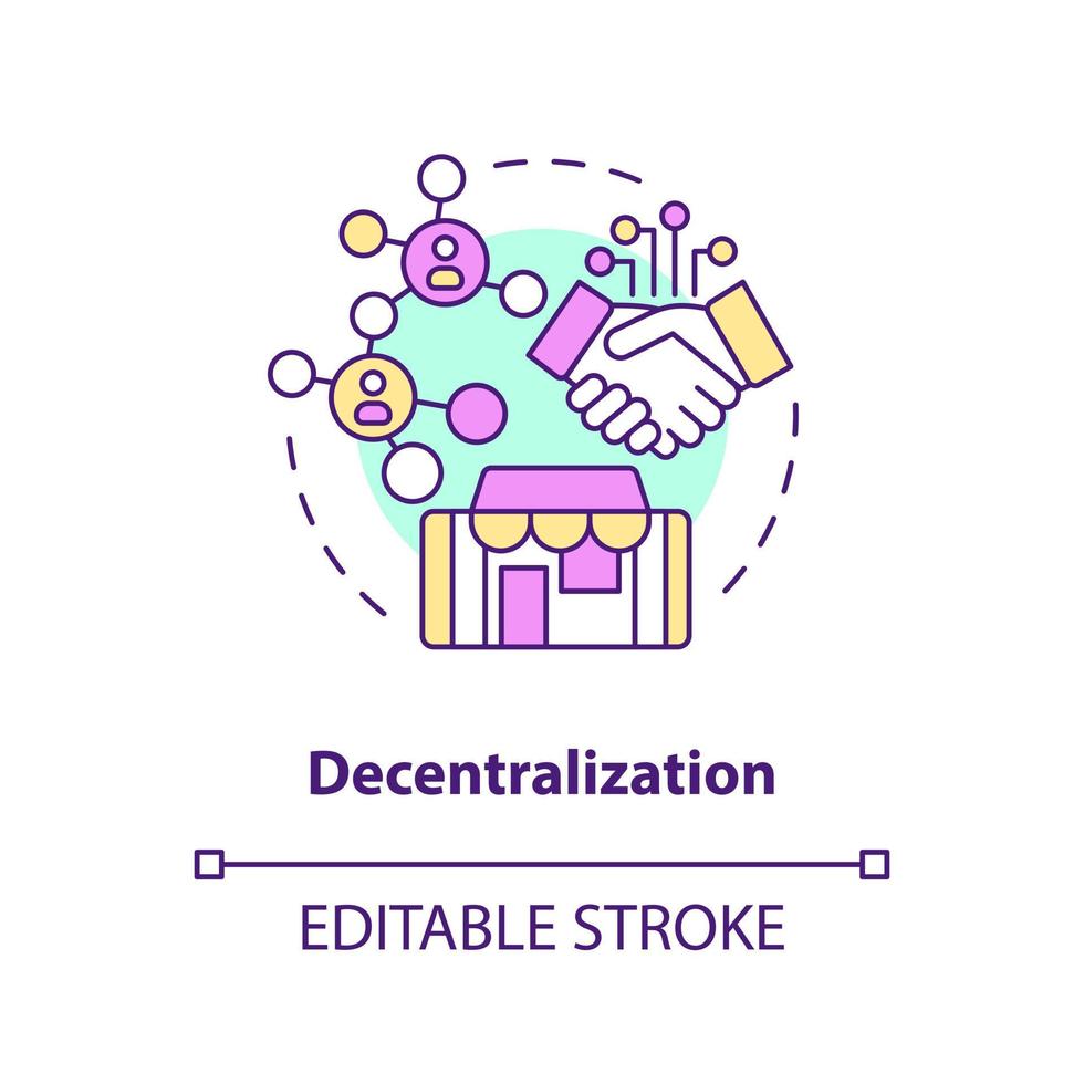 decentralisering begrepp ikon. fri miljö för företag. lager av metavers abstrakt aning tunn linje illustration. isolerat översikt teckning. redigerbar stroke vektor