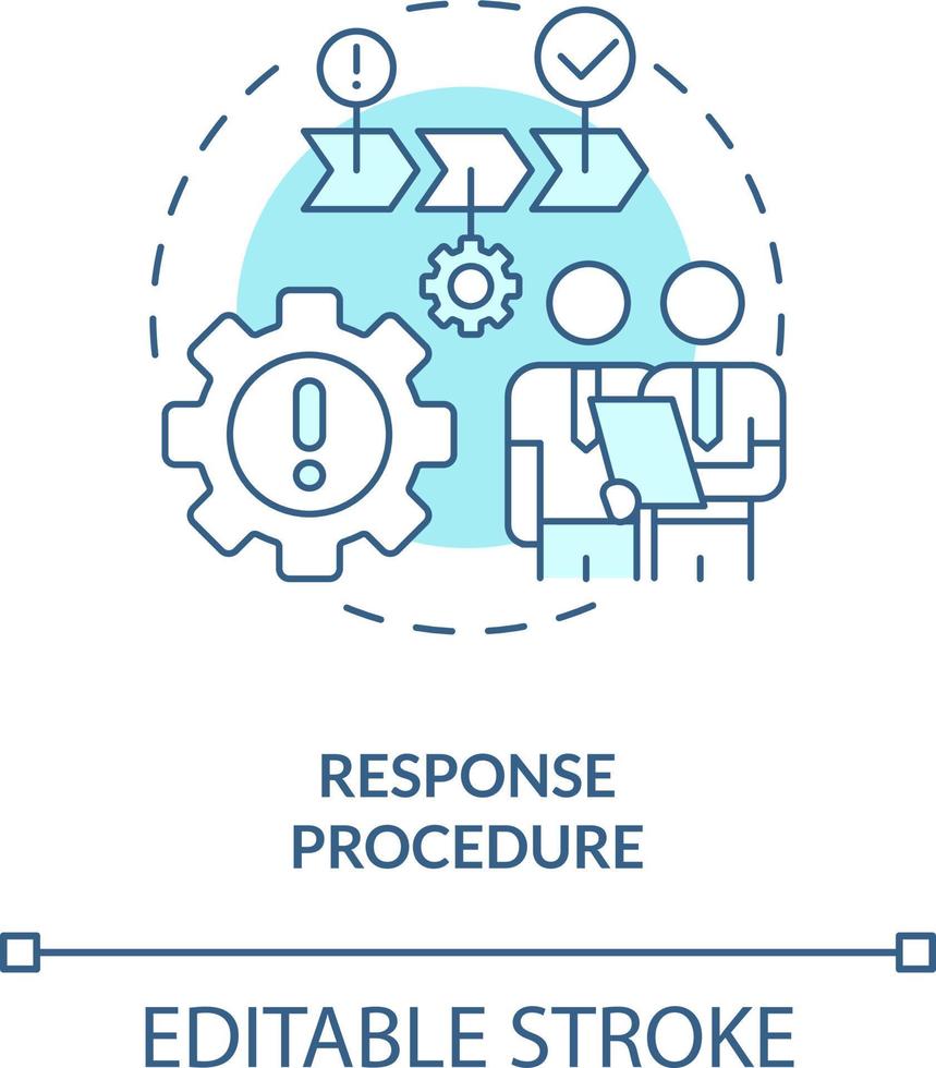 svar procedur turkos begrepp ikon. kris förvaltning planen komponent abstrakt aning tunn linje illustration. isolerat översikt teckning. redigerbar stroke vektor
