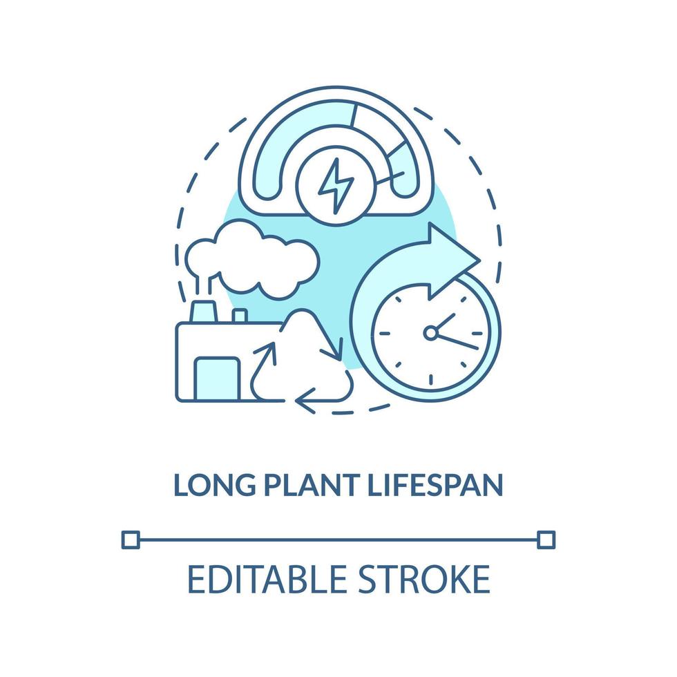 lång växt livslängd blå begrepp ikon. förnybar källa. geotermisk energi fördel abstrakt aning tunn linje illustration. isolerat översikt teckning. redigerbar stroke vektor