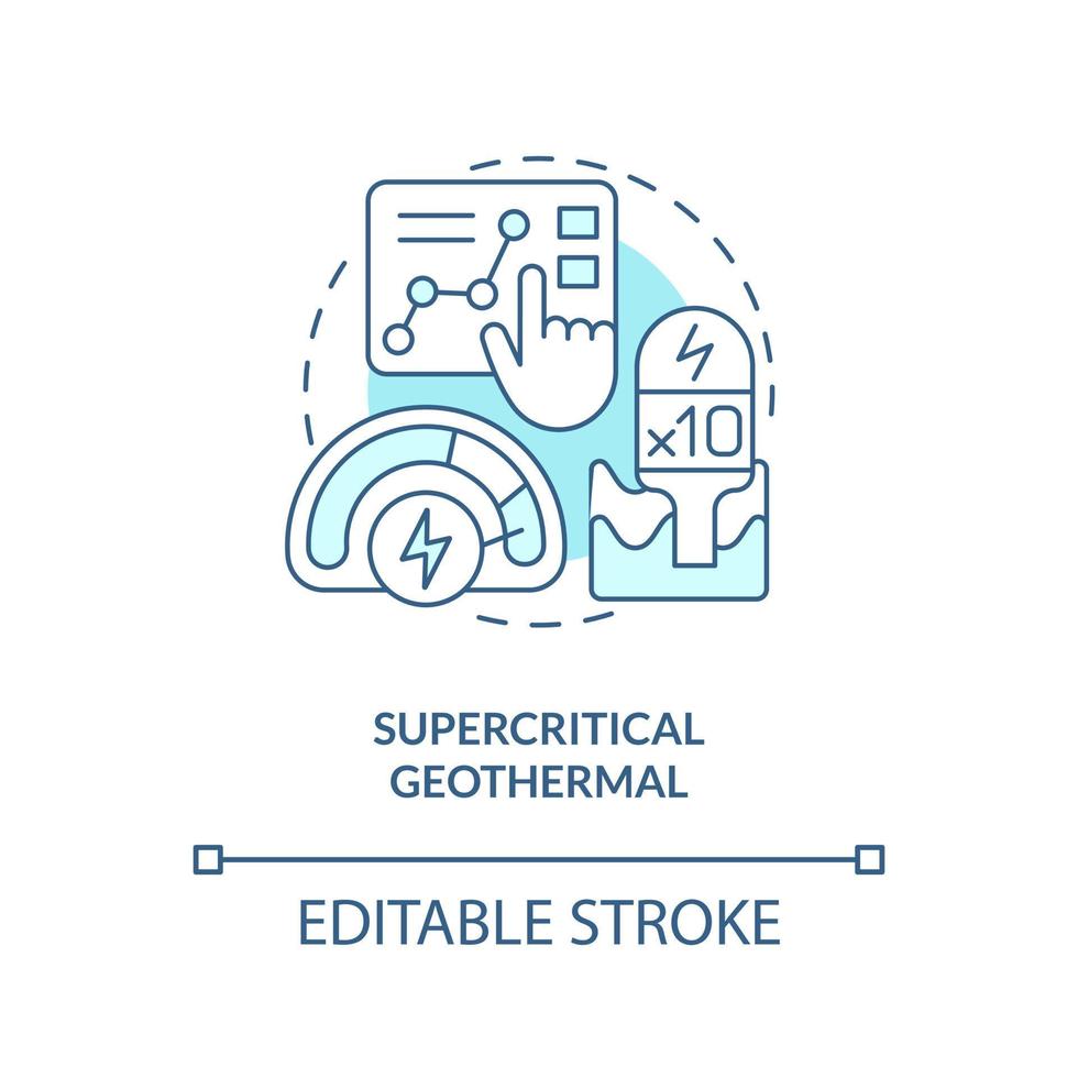 superkritisk geotermisk blå begrepp ikon. tio gånger Mer kraft. geotermisk trend abstrakt aning tunn linje illustration. isolerat översikt teckning. redigerbar stroke vektor