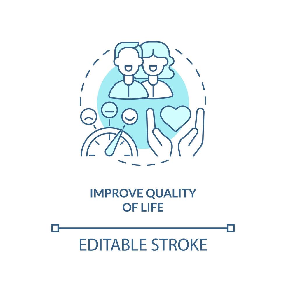 förbättra kvalitet av liv blå begrepp ikon. mål av kronisk sjukdom förvaltning abstrakt aning tunn linje illustration. isolerat översikt teckning. redigerbar stroke vektor