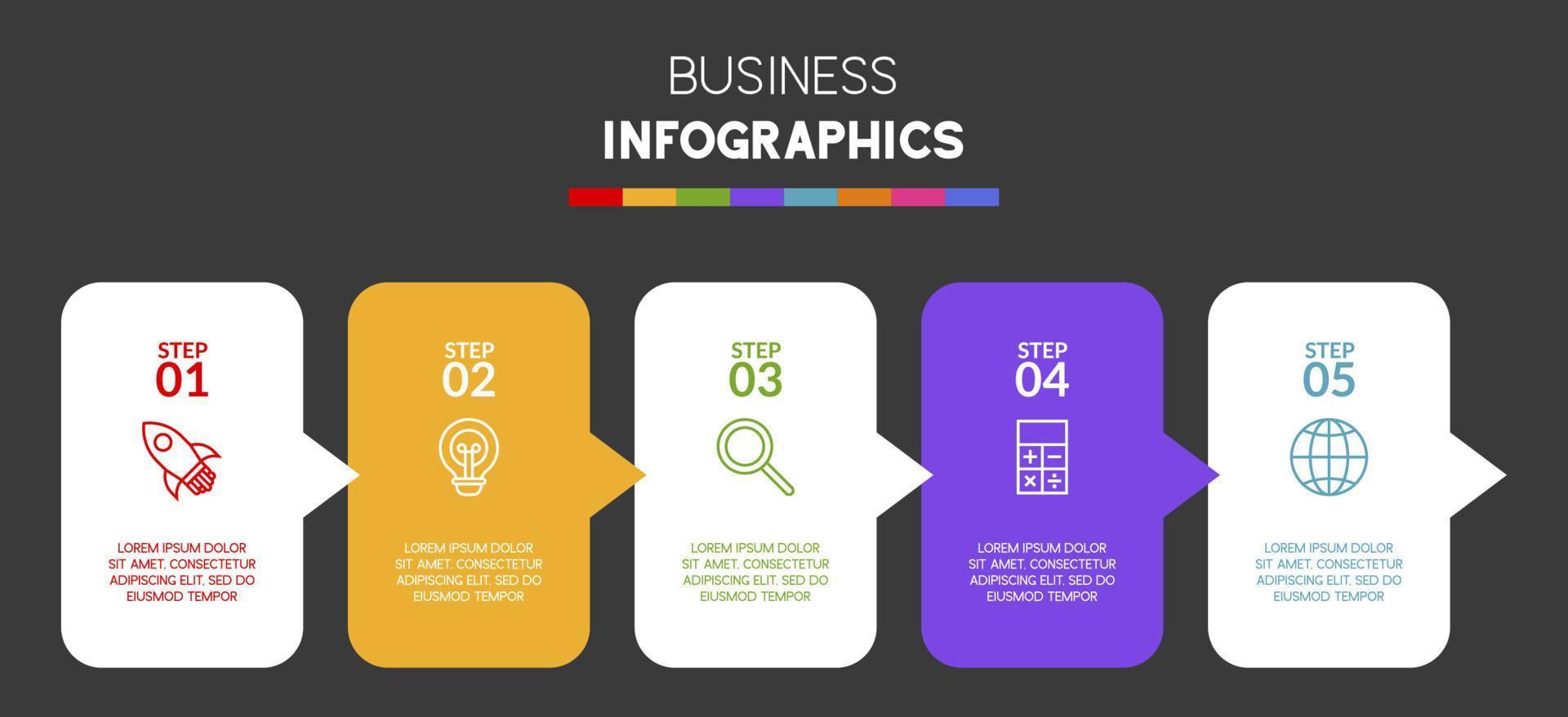 infographics design mall och ikoner med 5 alternativ eller 5 steg vektor