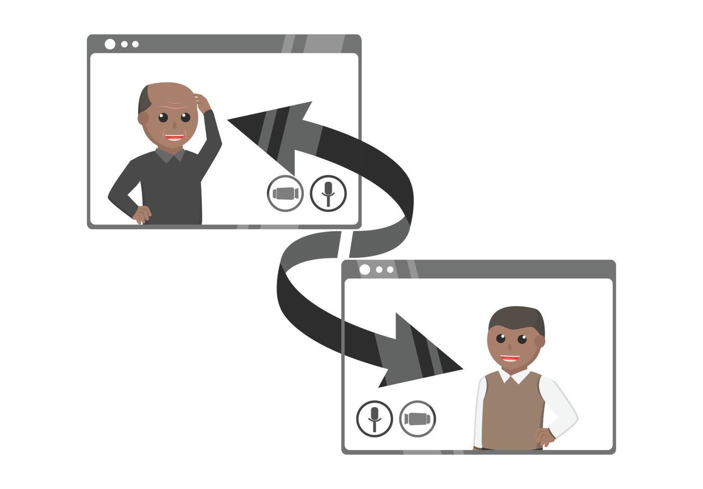 Mann afrikanisch Video Anruf mit Eltern Design Charakter auf Weiß Hintergrund vektor