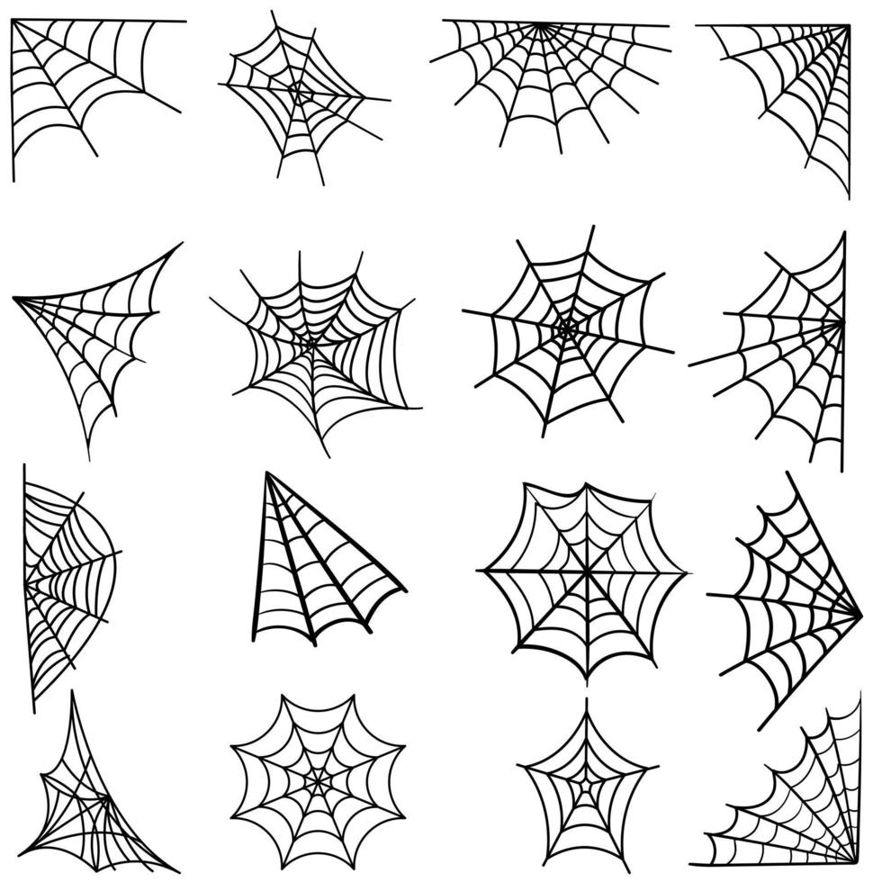 Spinnennetz Symbol Vektor Satz. Netz Spinne Illustration Zeichen Sammlung. Halloween Symbol oder Logo.