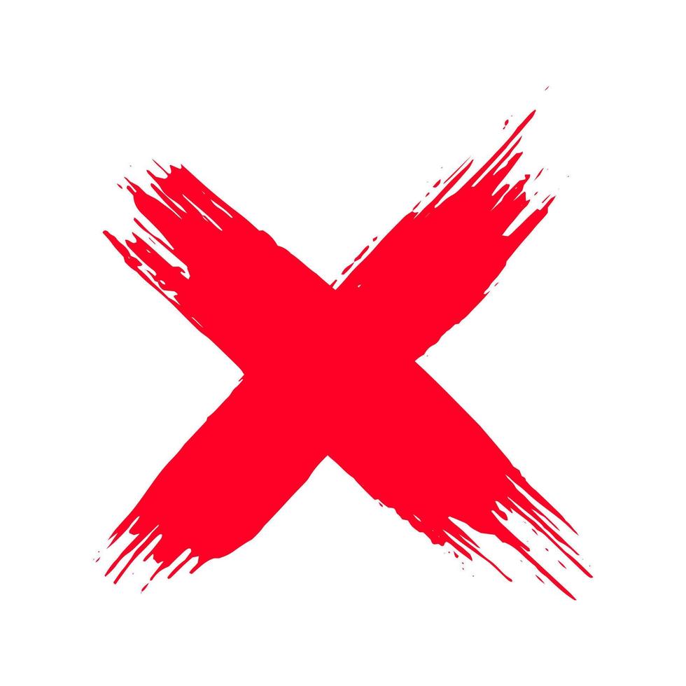 schmutzig Grunge Hand gezeichnet mit Bürste Schlaganfälle Kreuz x Vektor Illustration Symbol.