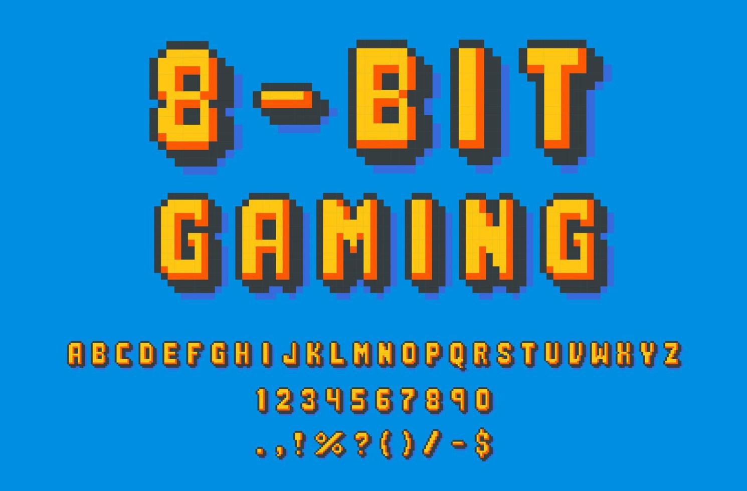 8 bisschen Pixel Schriftart Art und Spiel Schrift Alphabet vektor