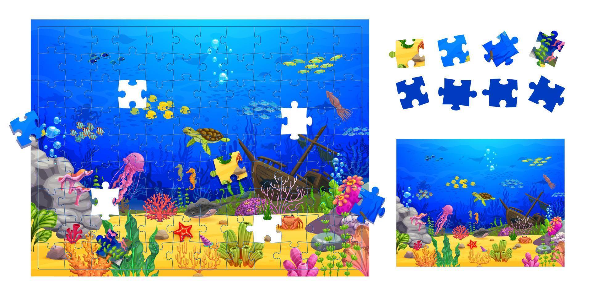 Puzzle Puzzle unter Wasser Landschaft Stücke Rätsel vektor