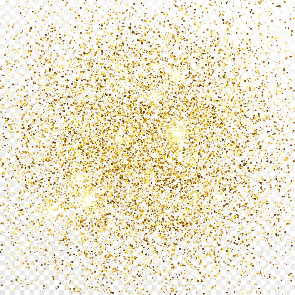 guld glitter konfetti bakgrund isolerat på vit bakgrund. fest textur med lysande ljus effekt. vektor illustration.