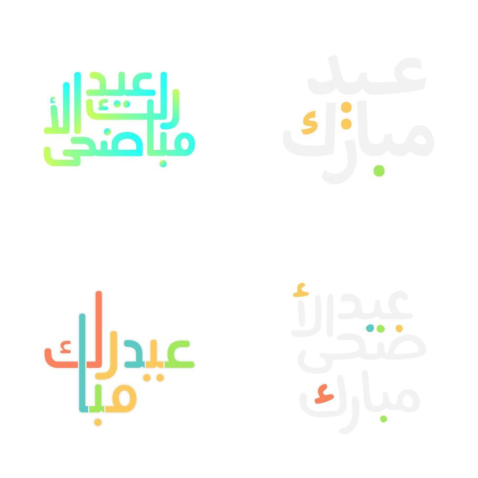 traditionell eid mubarak kalligrafi vektor packa för hälsning kort