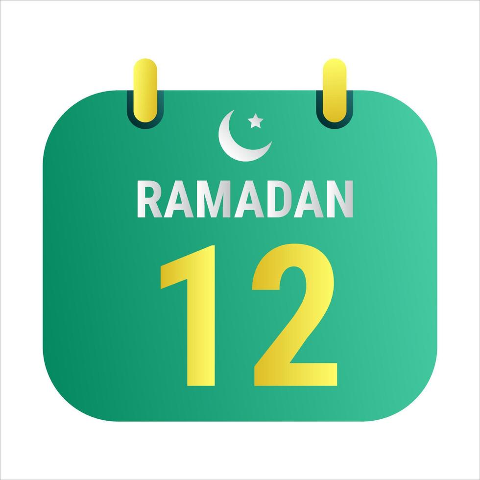 12th ramadan fira med vit och gyllene halvmåne månar. och engelsk ramadan text. vektor